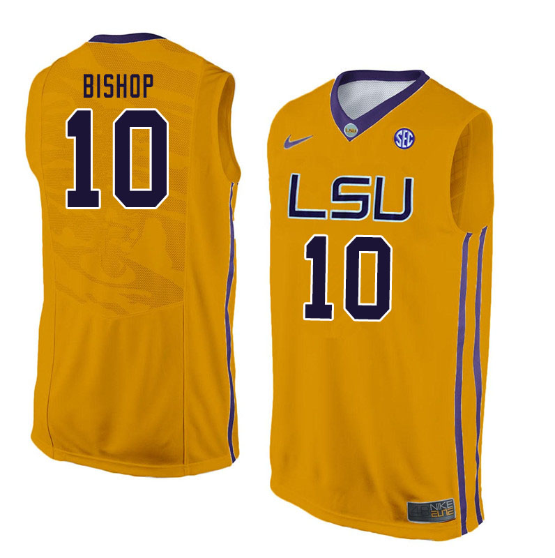 Men #10 James Bishop LSU Tigers College Basketball Jersyes Sale-Yellow - Click Image to Close